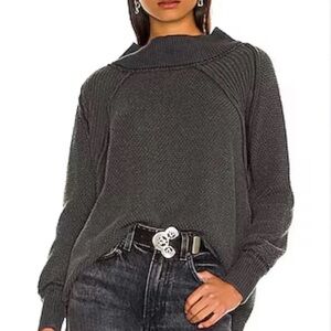 We The Free Charcoal Cowl Neck Sweater